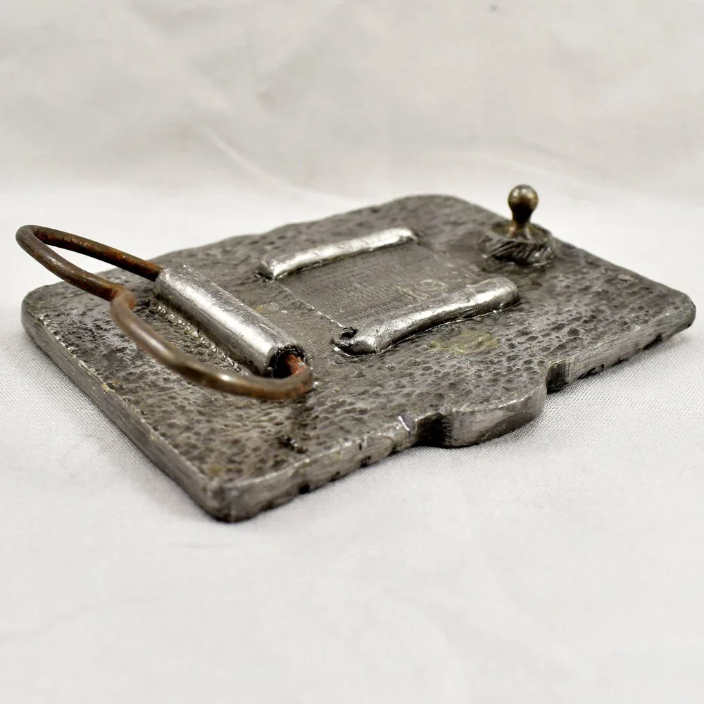 Vintage Belt Buckle 1985 Historic Fort Dodge Dragoons USA Made Silver‎ Color